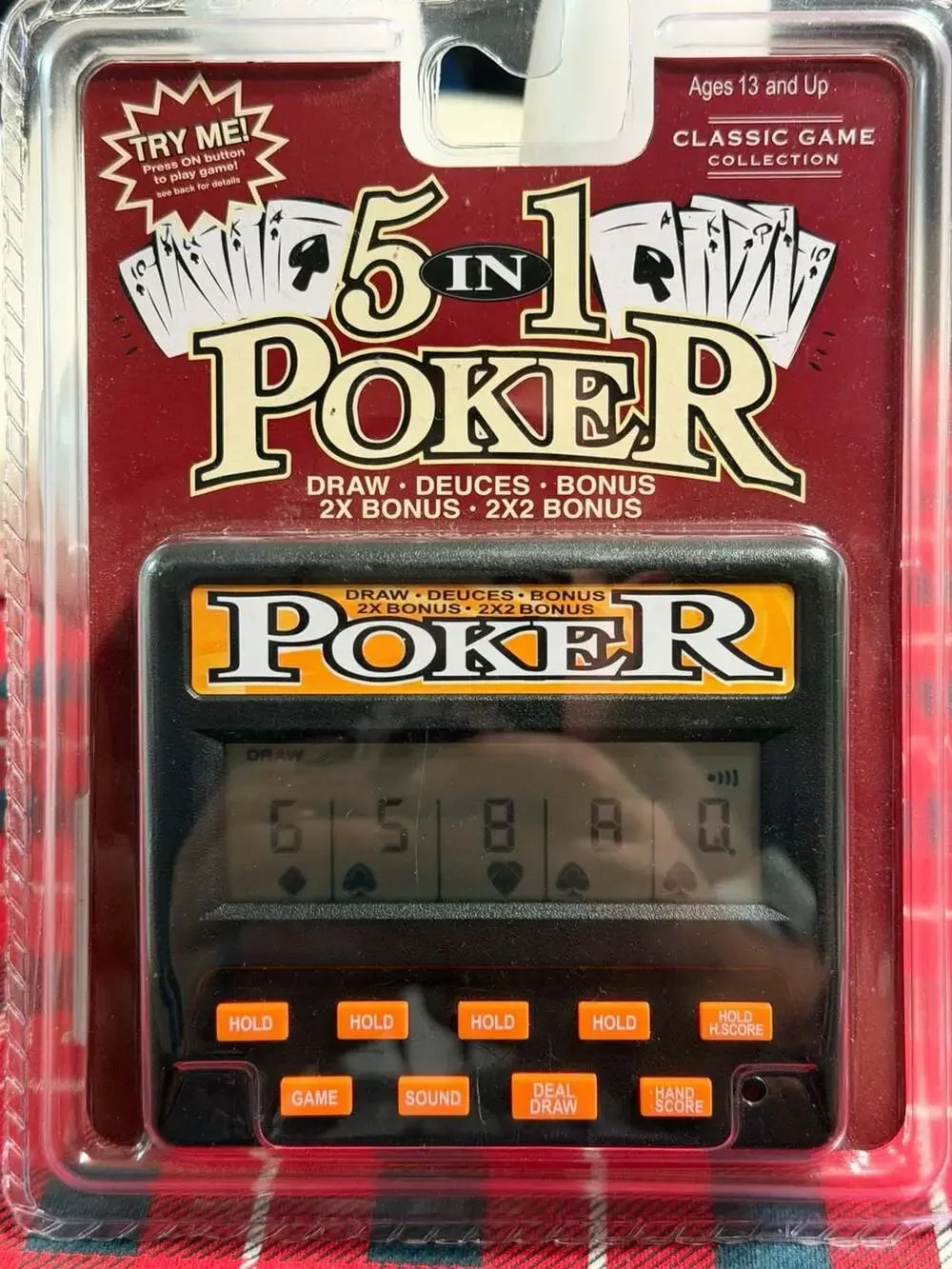 Classic Game Collection 5-in-1 Poker Handheld Electronic Game Model 77701